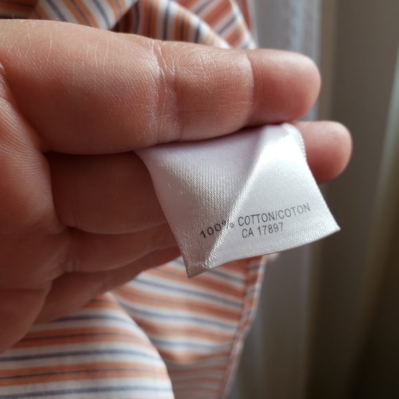 Banana Republic Orange Striped Shirt Men's Sz M - Picture 7 of 8